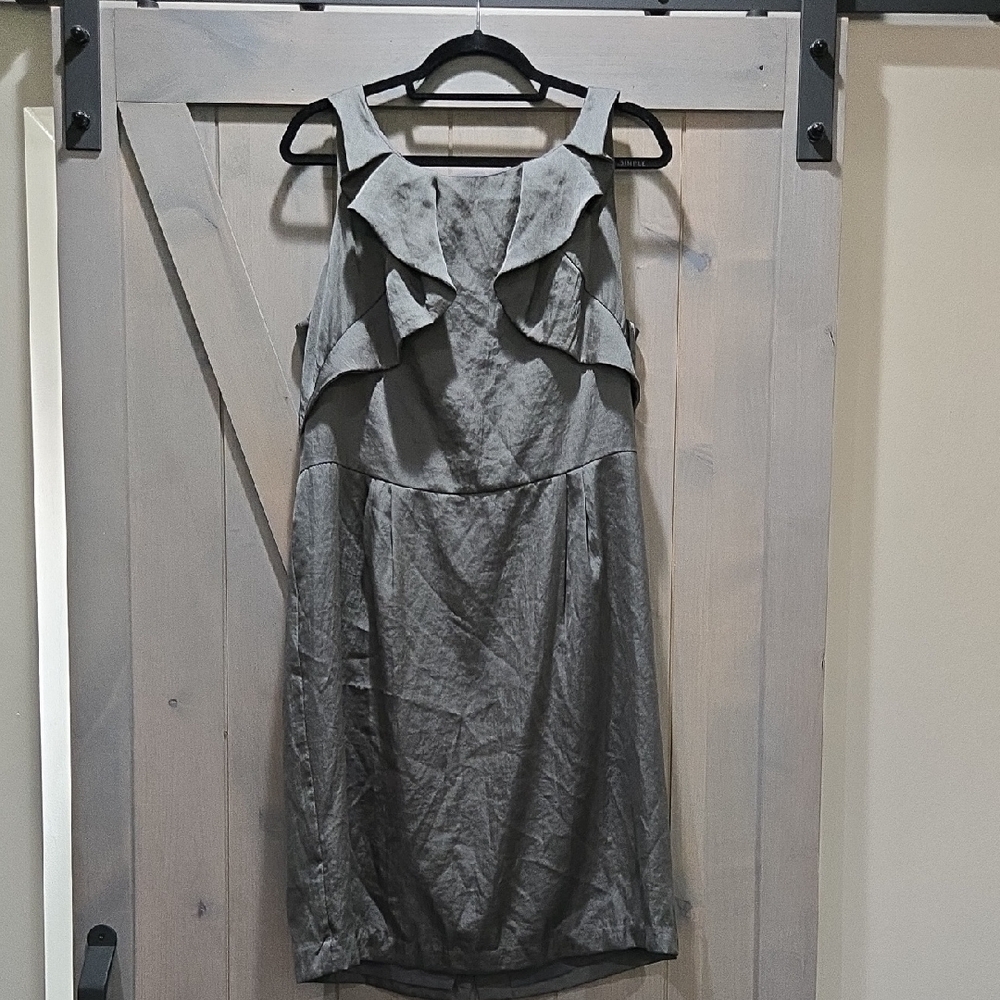 LOFT Silver Ruffled Halter Midi Dress